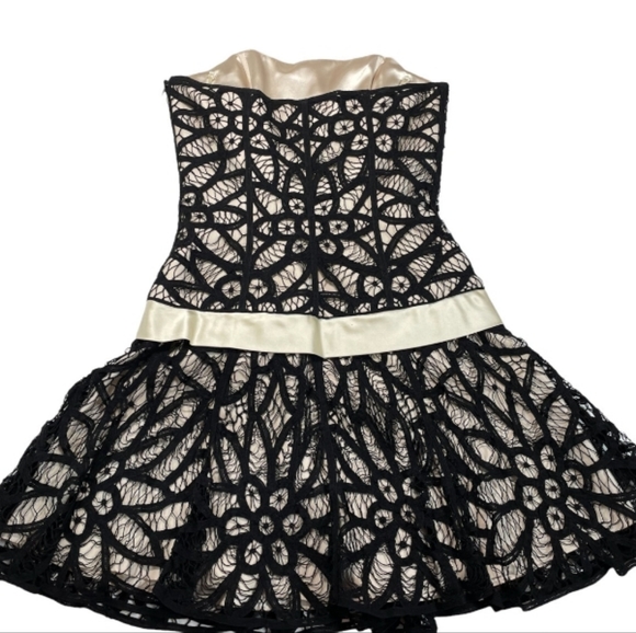 NEW Betsey Johnson dress black lace gold satin drop waist bow corset pouf mini 2 - Picture 5 of 10